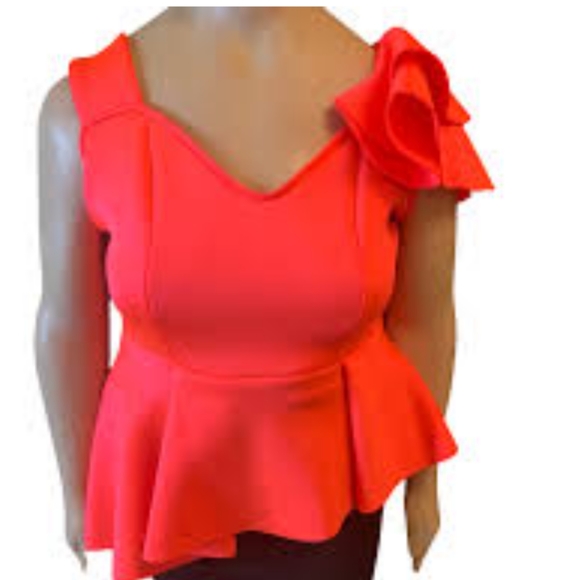Coral Peplum Ruffle Top 3x NWOT - Picture 4 of 5